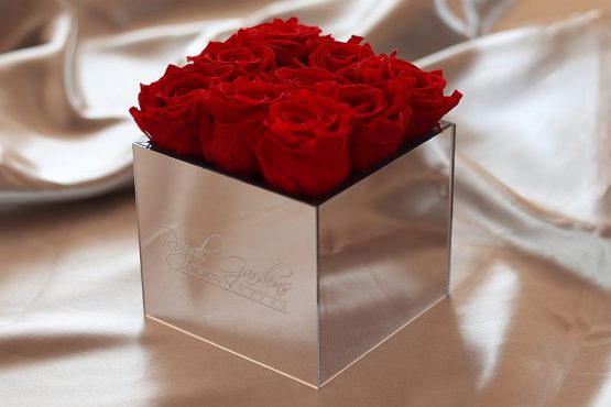 Crvene ruže u lux mirror box-u - 9 cvjetova